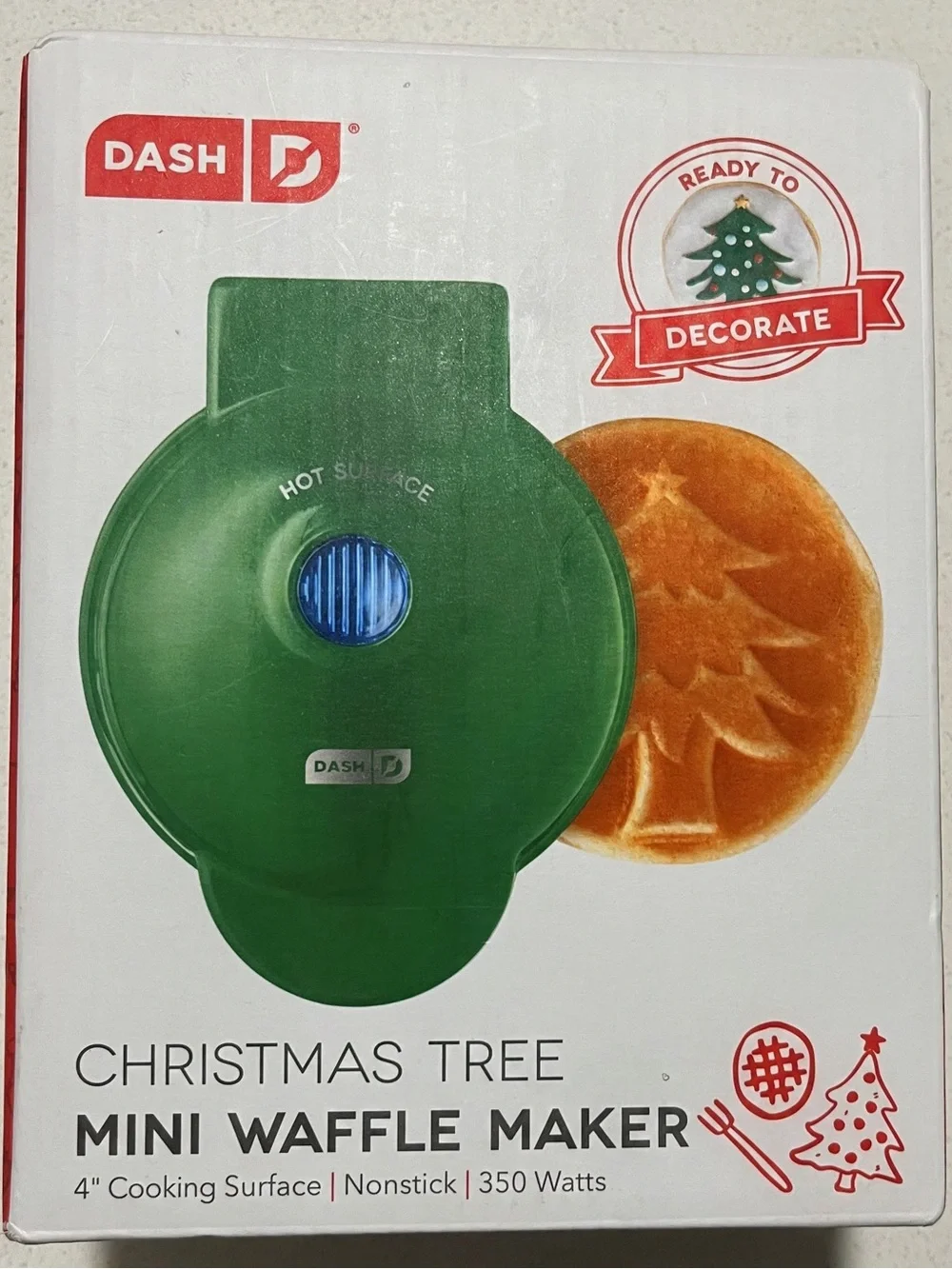 Dash Green Christmas Tree Mini Waffle Maker